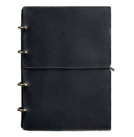 Кожаный блокнот cофт-бук 9.0 в мягкой обложке (темно-синий) кожа Crazy Horse