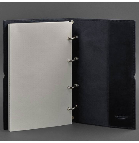 Кожаный блокнот cофт-бук 9.0 в мягкой обложке (темно-синий) кожа Crazy Horse