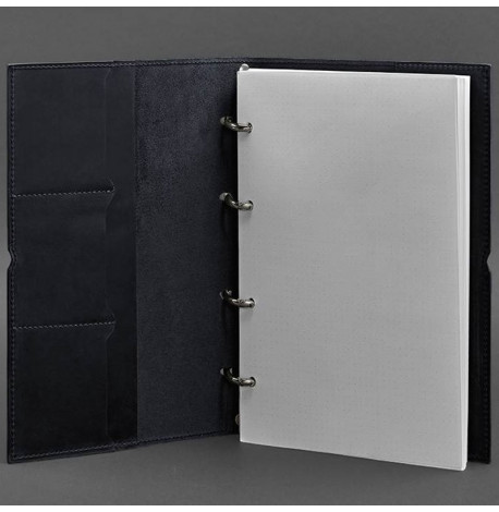 Кожаный блокнот cофт-бук 9.0 в мягкой обложке (темно-синий) кожа Crazy Horse