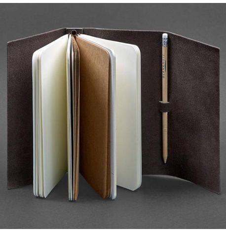 Шкіряний блокнот софт-бук 1.0 (темно-коричневий) шкіра Krast