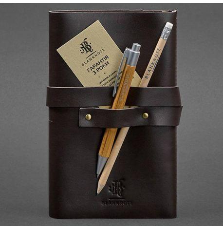 Шкіряний блокнот софт-бук 1.0 (темно-коричневий) шкіра Krast