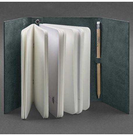 Кожаный блокнот софт-бук 1.0 (зеленый) кожа Crazy Horse