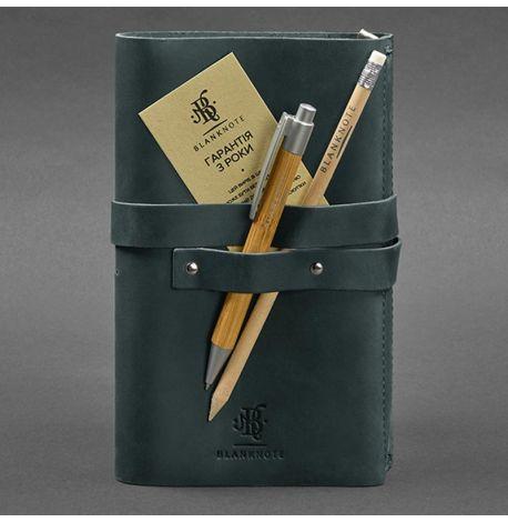 Кожаный блокнот софт-бук 1.0 (зеленый) кожа Crazy Horse