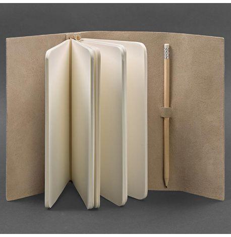 Кожаный блокнот софт-бук 1.0 (светло-бежевый) кожа Krast