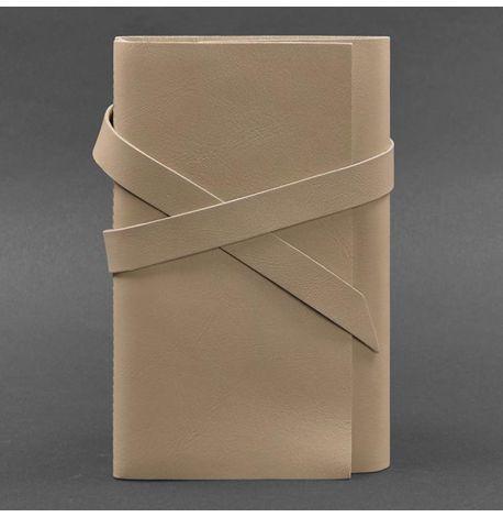 Кожаный блокнот софт-бук 1.0 (светло-бежевый) кожа Krast