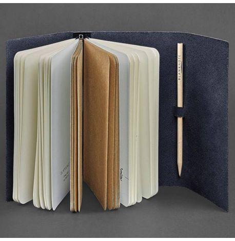 Шкіряний блокнот софт-бук 1.0 (темно-синій) шкіра Krast