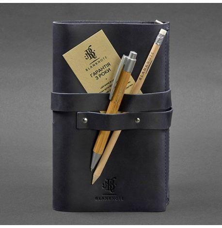 Кожаный блокнот софт-бук 1.0 (темно-синий)