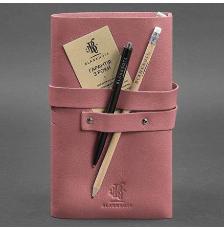 Кожаный блокнот софт-бук 1.0 (розовый) кожа Krast