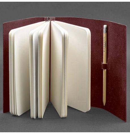 Шкіряний блокнот софт-бук 1.0 (бордовий) шкіра Krast