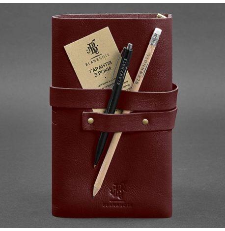 Шкіряний блокнот софт-бук 1.0 (бордовий) шкіра Krast