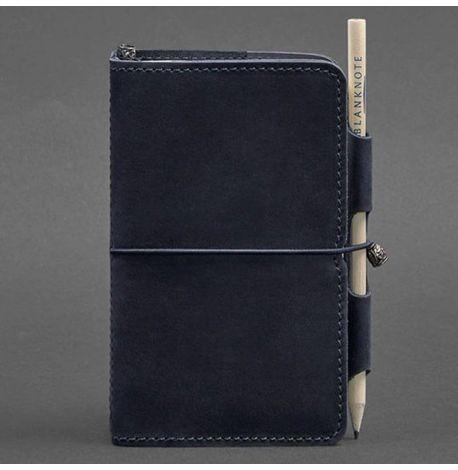 Кожаный блокнот софт-бук 3.0 (темно-синий) кожа Crazy Horse