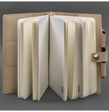 Кожаный блокнот софт-бук 4.0 A5 mini (светло-бежевый)