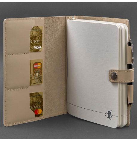 Кожаный блокнот софт-бук 4.0 A5 mini (светло-бежевый)