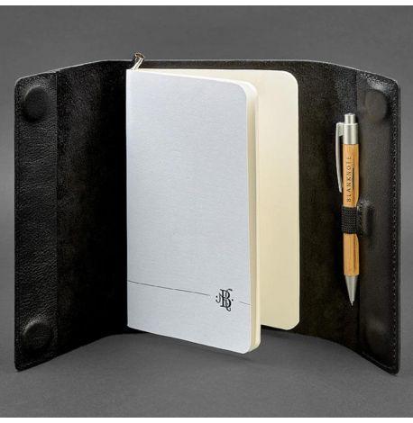 Кожаный блокнот cофт-бук 7.0 (угольно-черный) кожа Krast