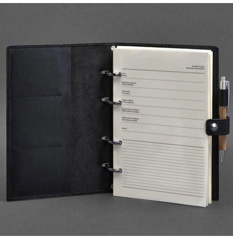 Кожаный блокнот cофт-бук 9.1 (темно-синий) кожа Crazy Horse