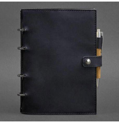 Кожаный блокнот cофт-бук 9.1 (темно-синий) кожа Crazy Horse