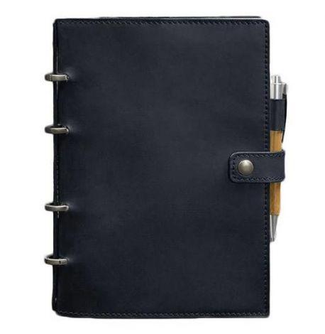 Кожаный блокнот cофт-бук 9.1 (темно-синий) кожа Crazy Horse