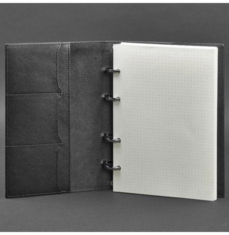 Кожаный блокнот cофт-бук 9.0 в твердой обложке (черный) кожа Krast