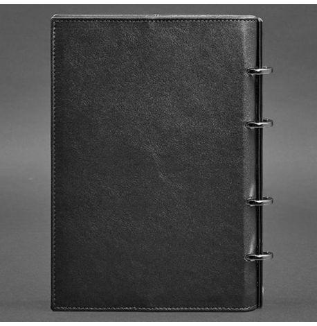 Кожаный блокнот cофт-бук 9.0 в твердой обложке (черный) кожа Krast