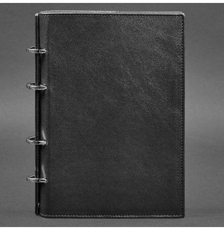 Кожаный блокнот cофт-бук 9.0 в твердой обложке (черный) кожа Krast