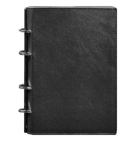 Кожаный блокнот cофт-бук 9.0 в твердой обложке (черный) кожа Krast