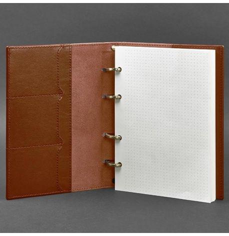 Кожаный блокнот cофт-бук 9.0 в твердой обложке (светло-коричневый) кожа Krast