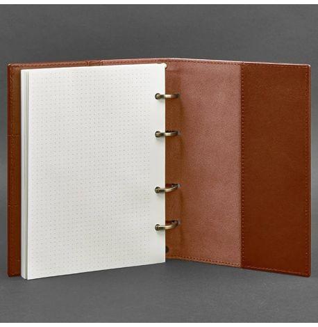 Кожаный блокнот cофт-бук 9.0 в твердой обложке (светло-коричневый) кожа Krast