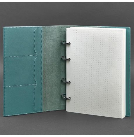 Кожаный блокнот cофт-бук 9.0 в твердой обложке (бирюзовый) кожа Krast