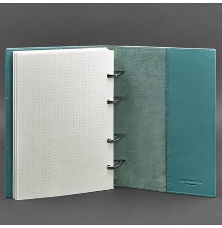 Кожаный блокнот cофт-бук 9.0 в твердой обложке (бирюзовый) кожа Krast