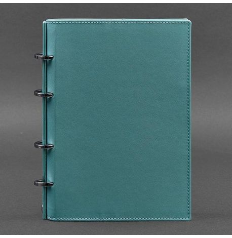 Кожаный блокнот cофт-бук 9.0 в твердой обложке (бирюзовый) кожа Krast