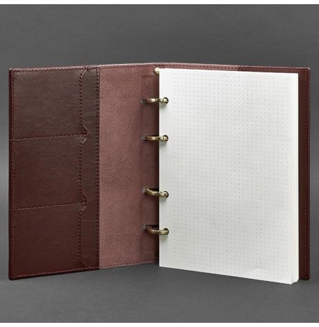 Кожаный блокнот cофт-бук 9.0 в твердой обложке (бордовый) кожа Krast