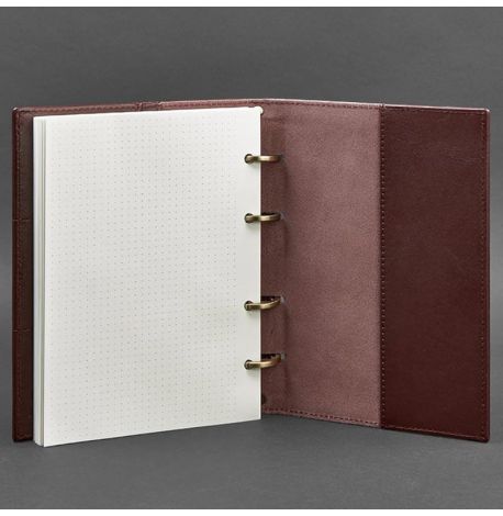 Кожаный блокнот cофт-бук 9.0 в твердой обложке (бордовый) кожа Krast