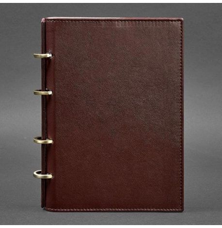 Кожаный блокнот cофт-бук 9.0 в твердой обложке (бордовый) кожа Krast