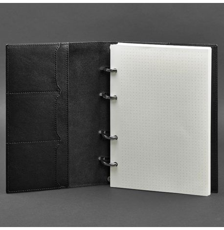 Кожаный блокнот cофт-бук 9.0 в твердой обложке (угольно-черный) кожа Krast