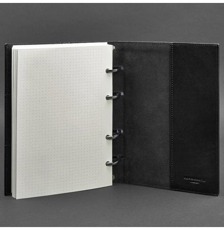 Кожаный блокнот cофт-бук 9.0 в твердой обложке (угольно-черный) кожа Krast