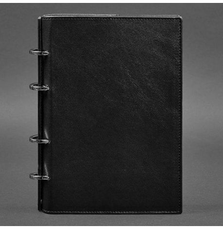 Кожаный блокнот cофт-бук 9.0 в твердой обложке (угольно-черный) кожа Krast