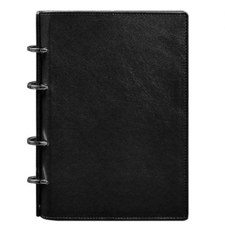 Кожаный блокнот cофт-бук 9.0 в твердой обложке (угольно-черный) кожа Krast