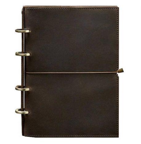 Шкіряний блокнот cофт-бук 9.0 у м'якій обкладинці (темно-коричневий) шкіра Crazy Horse