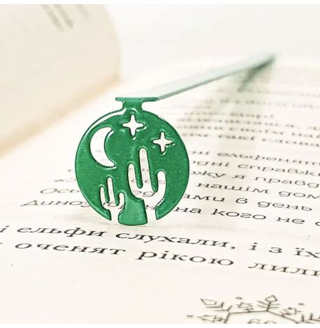 Закладка для книг «Кактусы и звездная ночь» (зеленый)