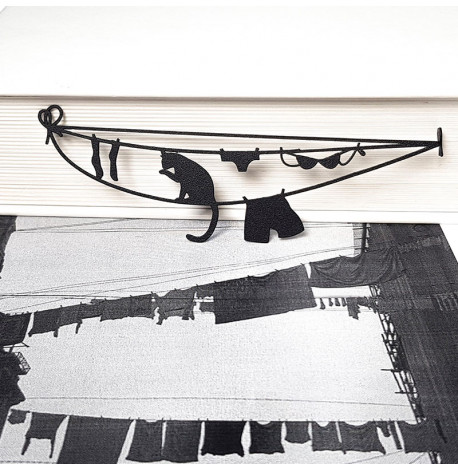 Закладка для книг «Кот на бельевой веревке»