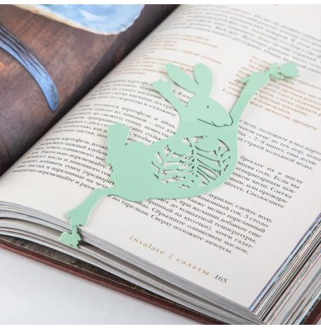 Закладка для книг «Танцюючий великодній заєць» (м'ятний колір)