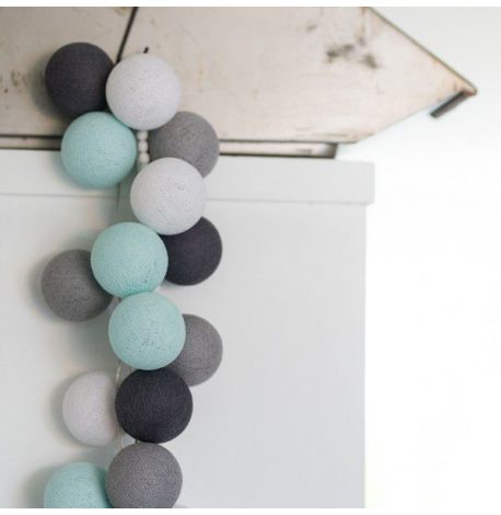 Тайская LED-гирлянда Aqua-grey (10 шариков) линия на батарейках