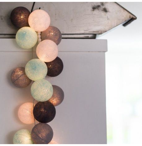 Тайская LED-гирлянда Aqua-grey (10 шариков) линия на батарейках