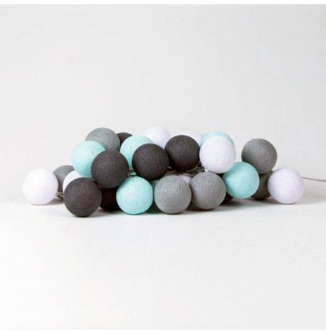 Тайская LED-гирлянда Aqua-grey (10 шариков) линия на батарейках