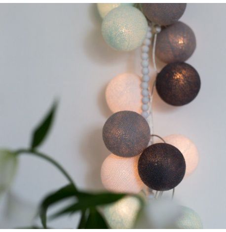 Тайская LED-гирлянда Aqua-grey (10 шариков) линия на батарейках