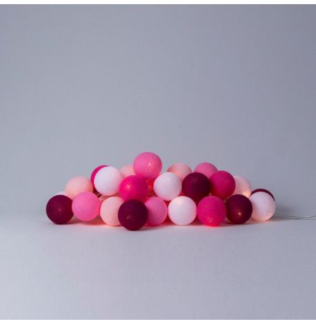 Тайская LED-гирлянда Pink (20 шариков) линия на батарейках