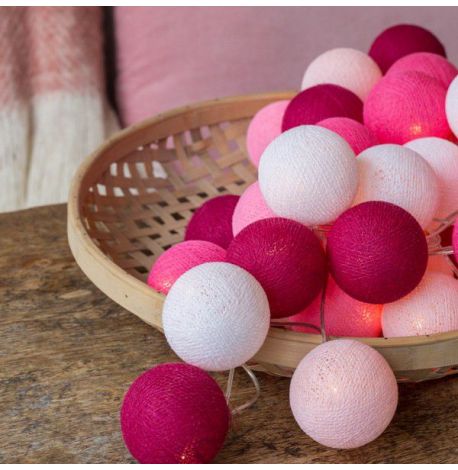 Тайская LED-гирлянда Pink (20 шариков) линия на батарейках