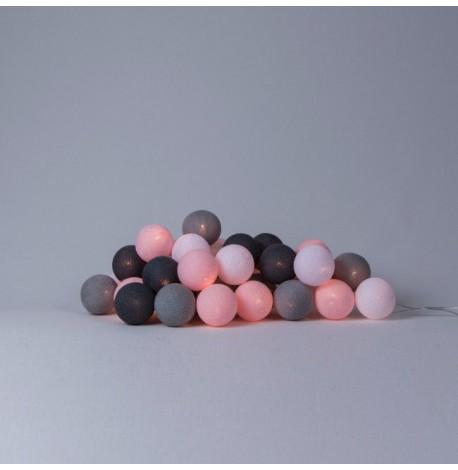 Тайская LED-гирлянда Pink-grey (10 шариков) линия на батарейках