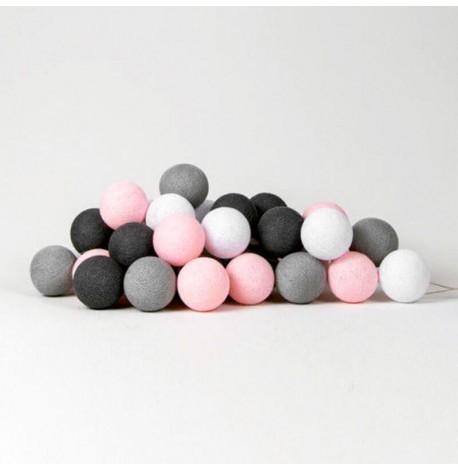 Тайская LED-гирлянда Pink-grey (10 шариков) линия на батарейках