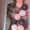 Тайская LED-гирлянда Pink-grey (10 шариков) линия на батарейках